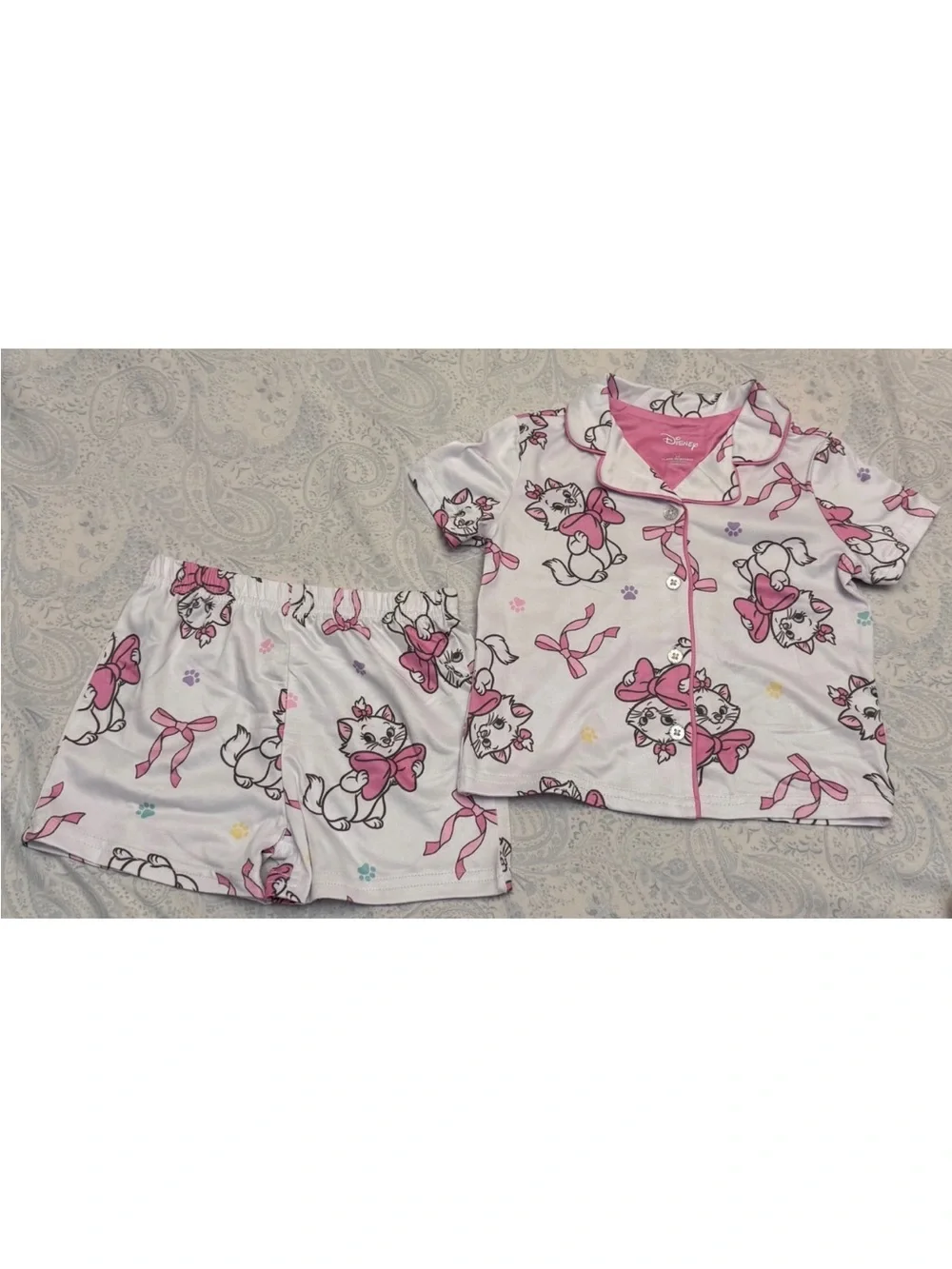 Disney The Aristocats Marie Pink & White Toddler Short Pajama Set